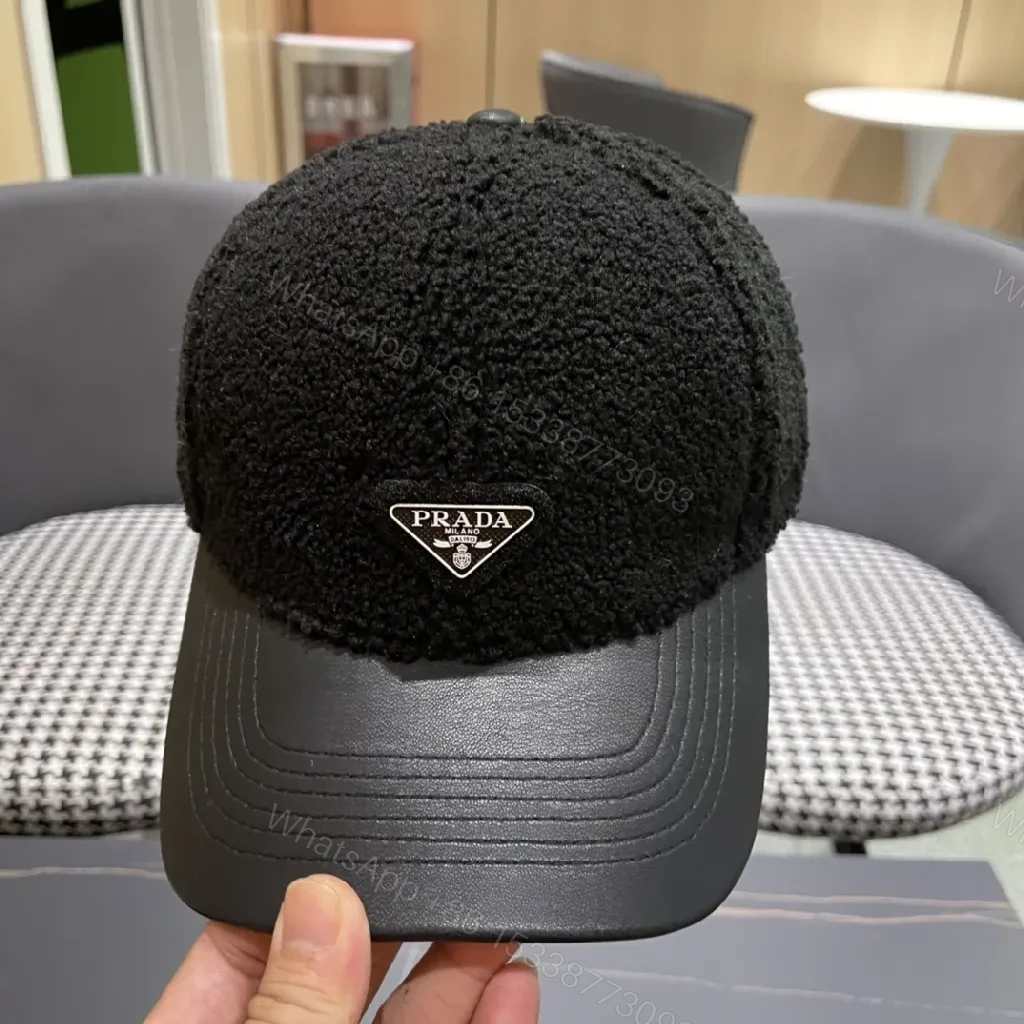 View 7 of Textured Luxury Cap: Fleece Crown, Leather-Like Brim, Minimal Prada Flair