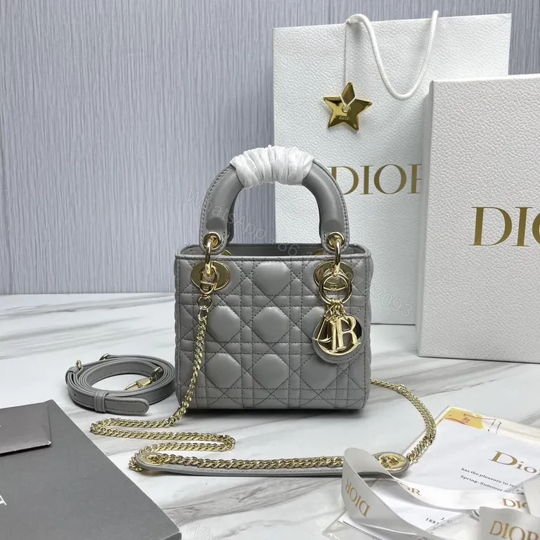 Grey Quilted Charm Mini Handbag: Couture-Grade Luxury Bag — view 1