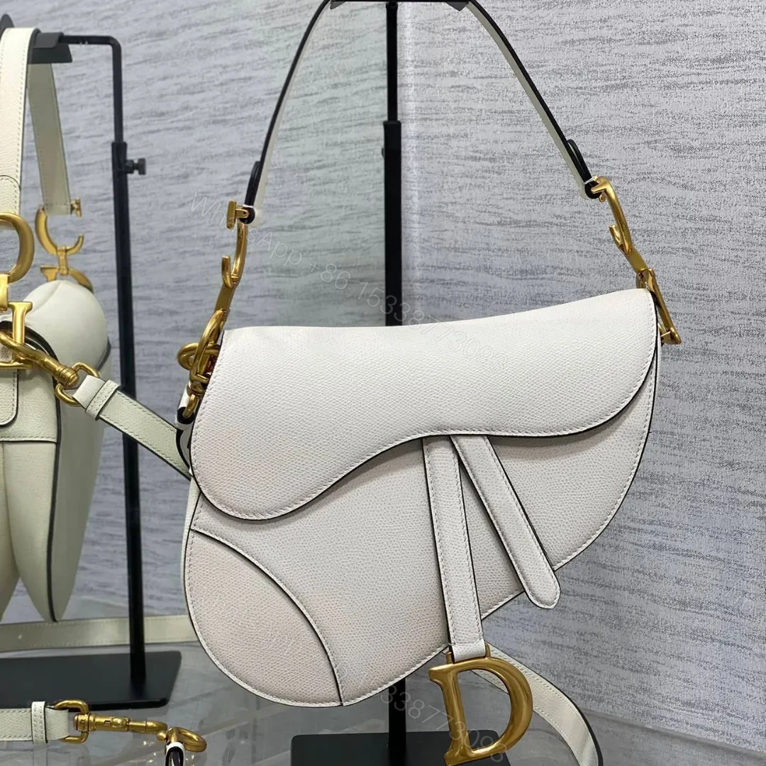 Dior Saddle Bag in White Gold Hardware — view 1