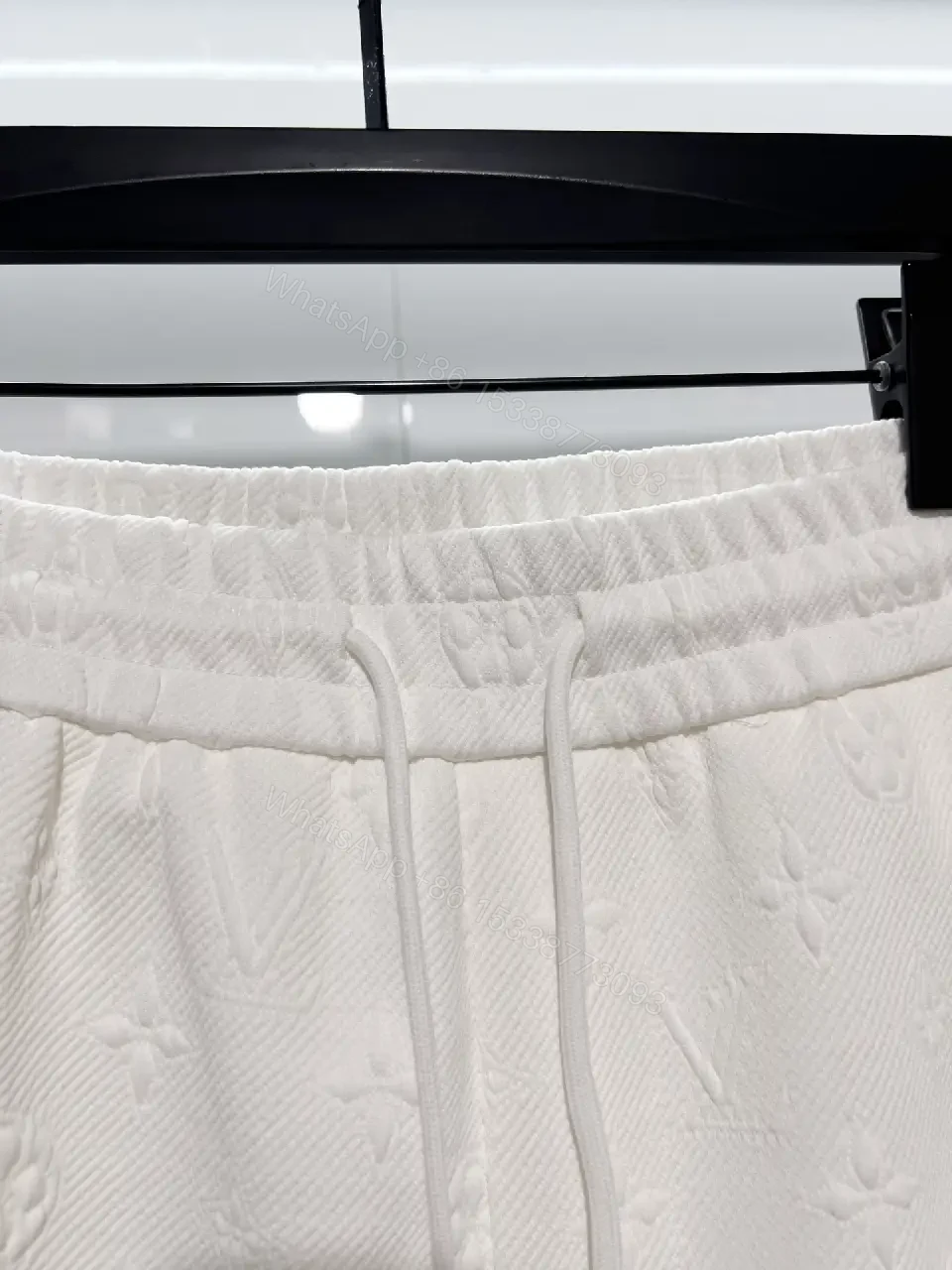 View 7 of White Patterned Swim Shorts — Lightweight, Mid-Thigh Comfort