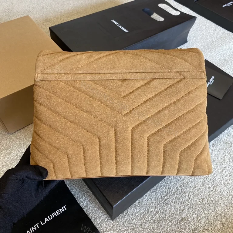 View 7 of Chic Suede Quilted Bag: Warm Neutral Chain Detail