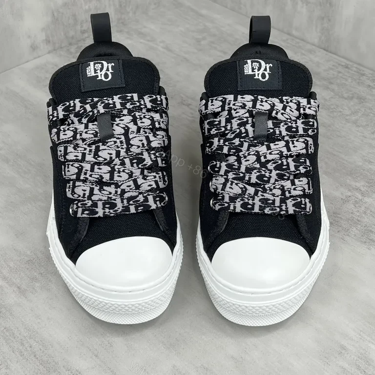 View 2 of Modular Stitch Runner: Black Canvas High-Tops with Dior-Inspired Accents