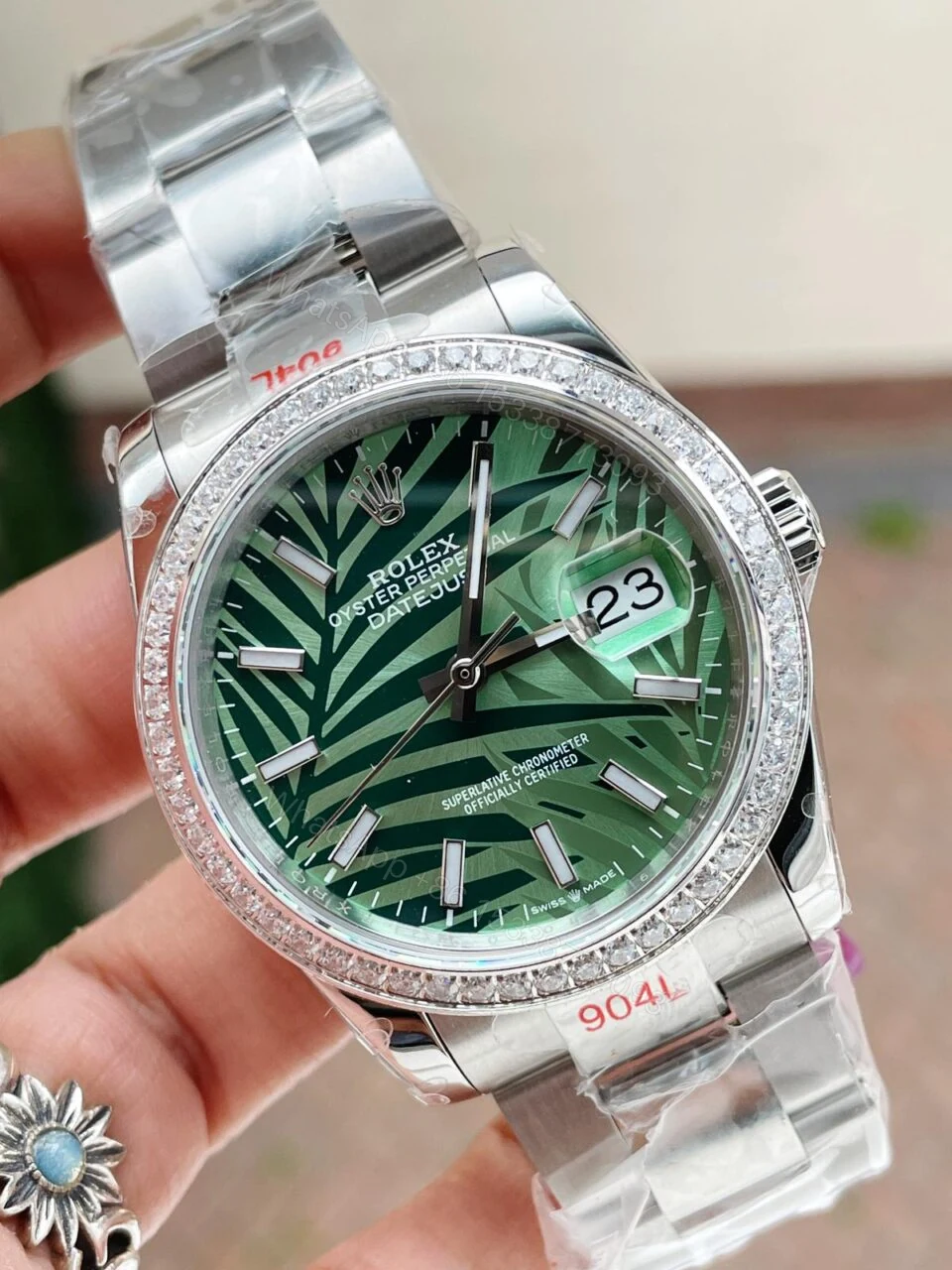 View 2 of GMF Factory 1:1 Rolex DateJust 36 SS 126284 Diamonds Bezel Best Edition New Green Dial A2824