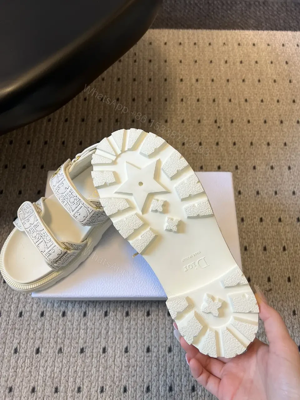 View 6 of Textured White Sandals: Lux Comfort Platform