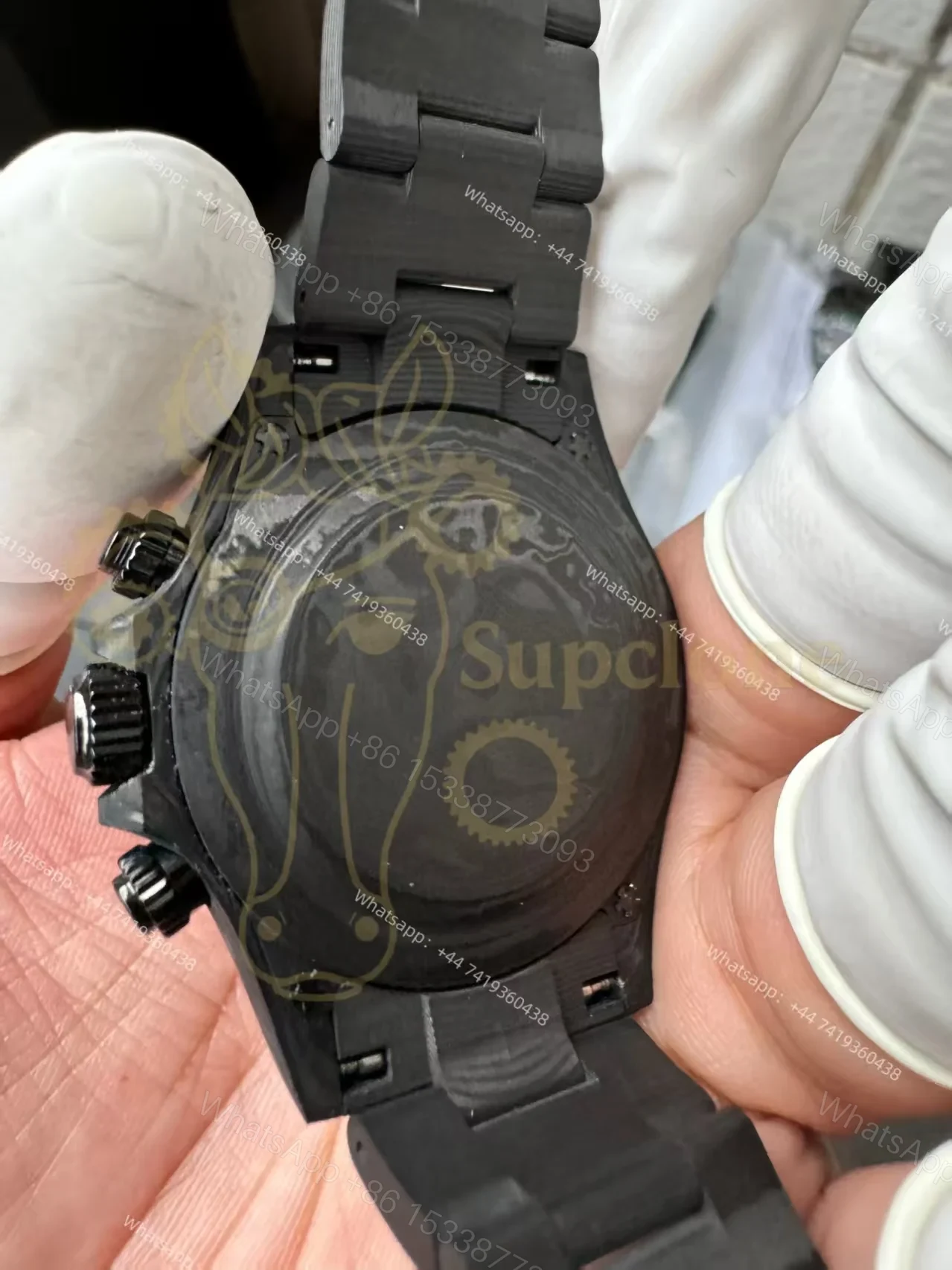 View 9 of Rolex Super Clone Carbon Fiber Daytona Skeleton Black & White Bezel Carbon Bracelet