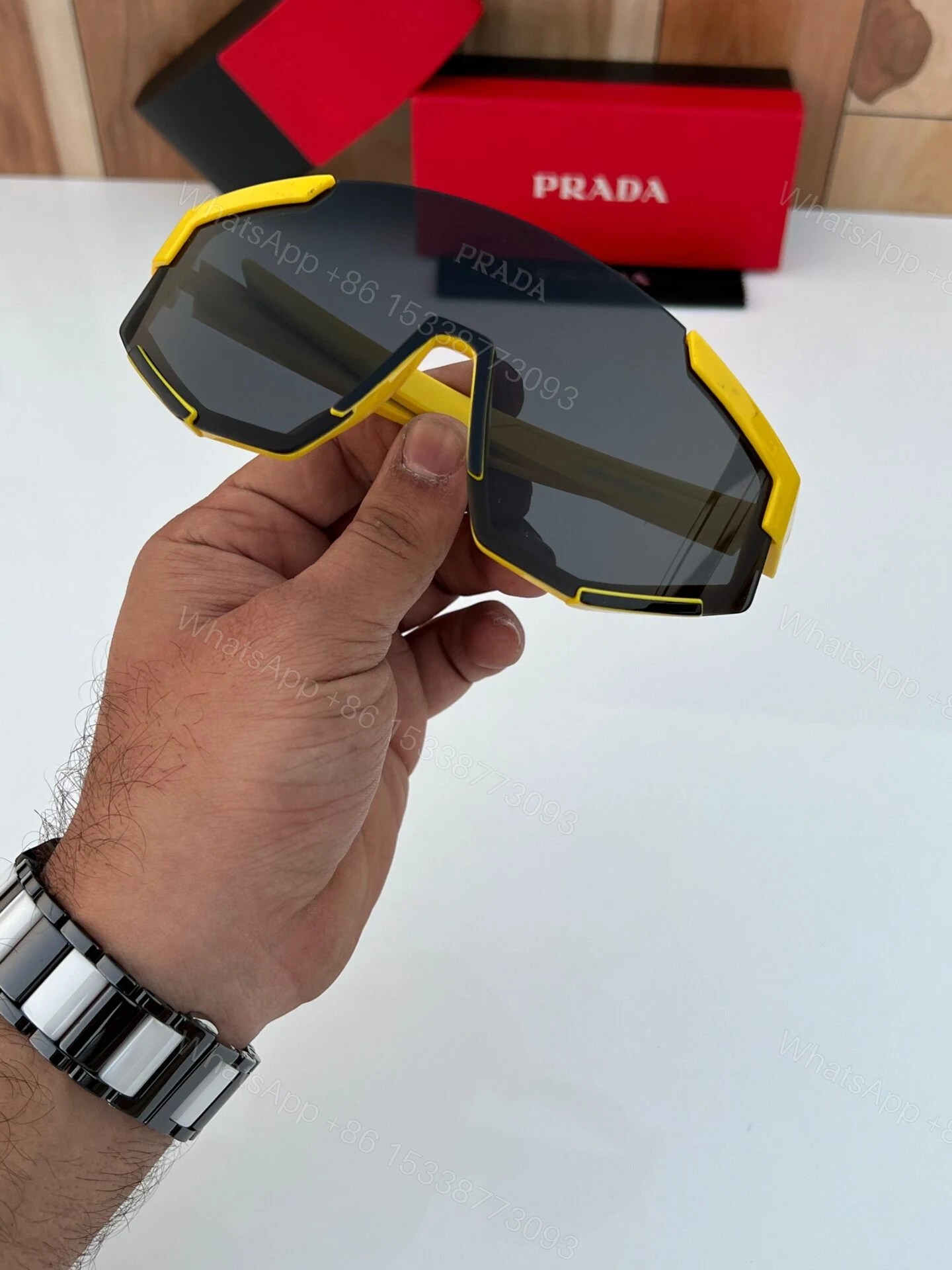 View 4 of Prada Sport Sunglasses Grey Yellow Plastic