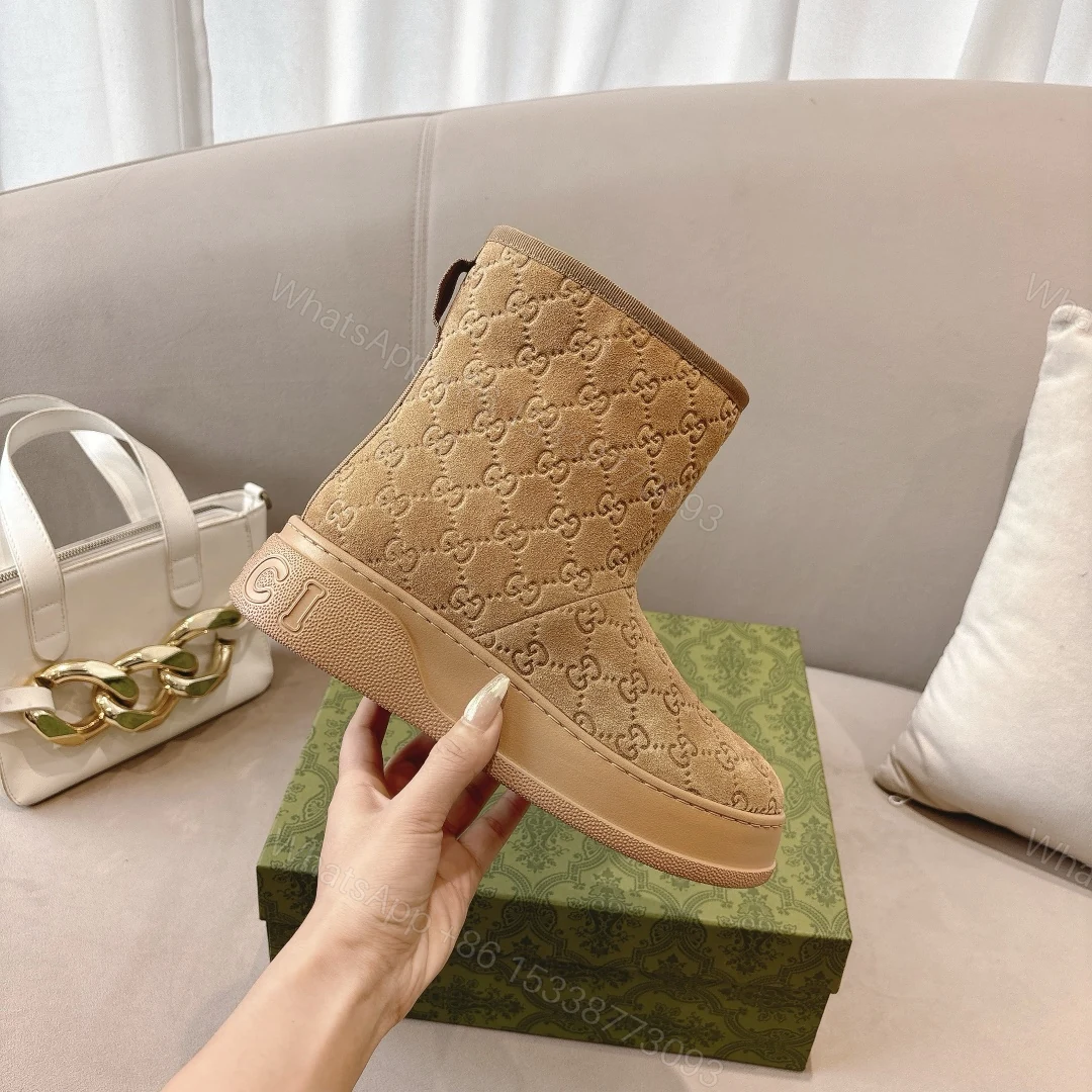 View 2 of GUCCI WOMEN’S BOOT GG SUEDE CANVAS BROWN