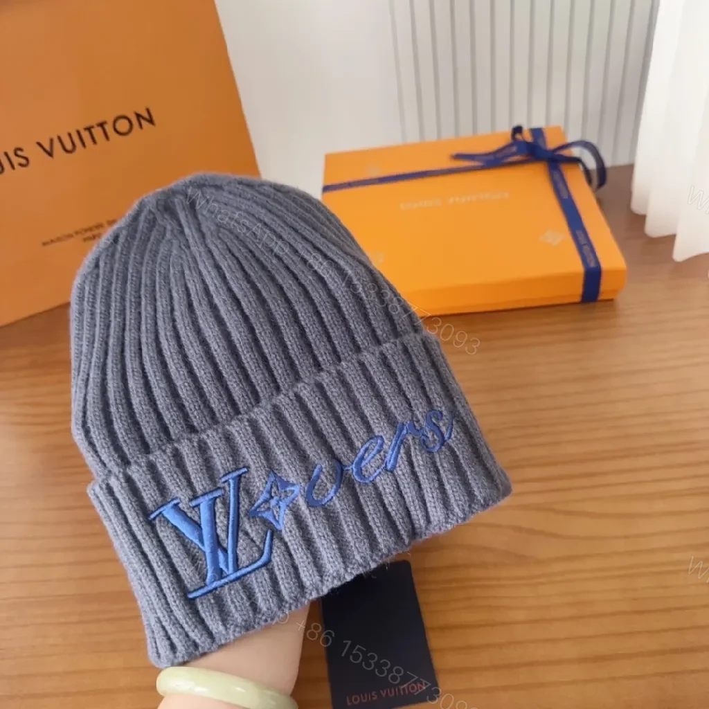 View 9 of Charcoal Knit Beanie: Luxe Embroidered Designer-Inspired Style