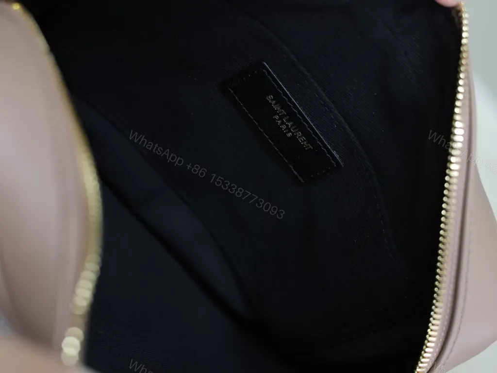 View 2 of Chic Quilted Crossbody with Gold YSL Monogram, Leather