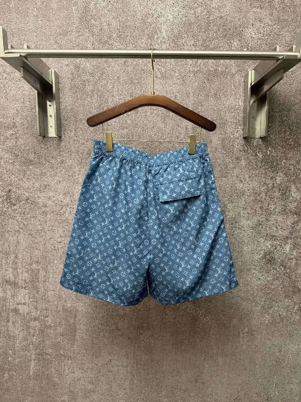 View 8 of Blue Patterned Swim Shorts - Luxury, Quick-Dry, Adjustable Waist