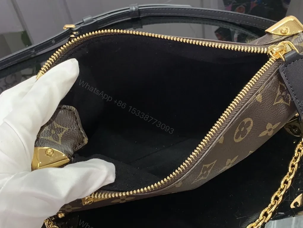 View 2 of Brown Monogram Luxe Purse: Gold Chain, LV Clasp, Shoulder/Crossbody