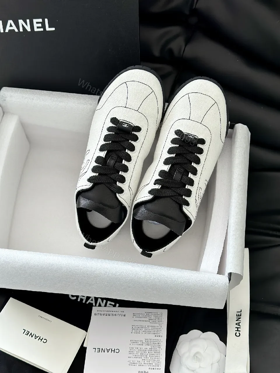 View 4 of Black Leather-Trim Modern Luxe Sneakers with Comfort Fit
