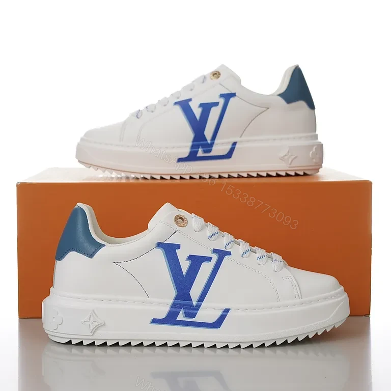 View 4 of White Leather Sneaker with LV Monogram â€“ Luxe Comfort Sneaker