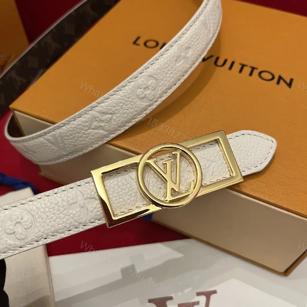 View 9 of White Textured Leather Belt with Gold Buckle