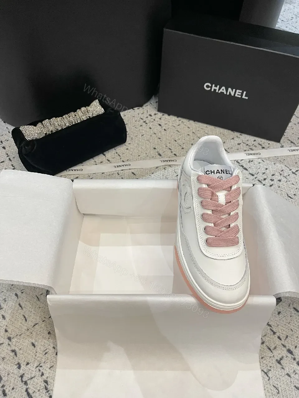 View 3 of White Leather Sneakers with Blush Accents — Luxe Everyday Comfort