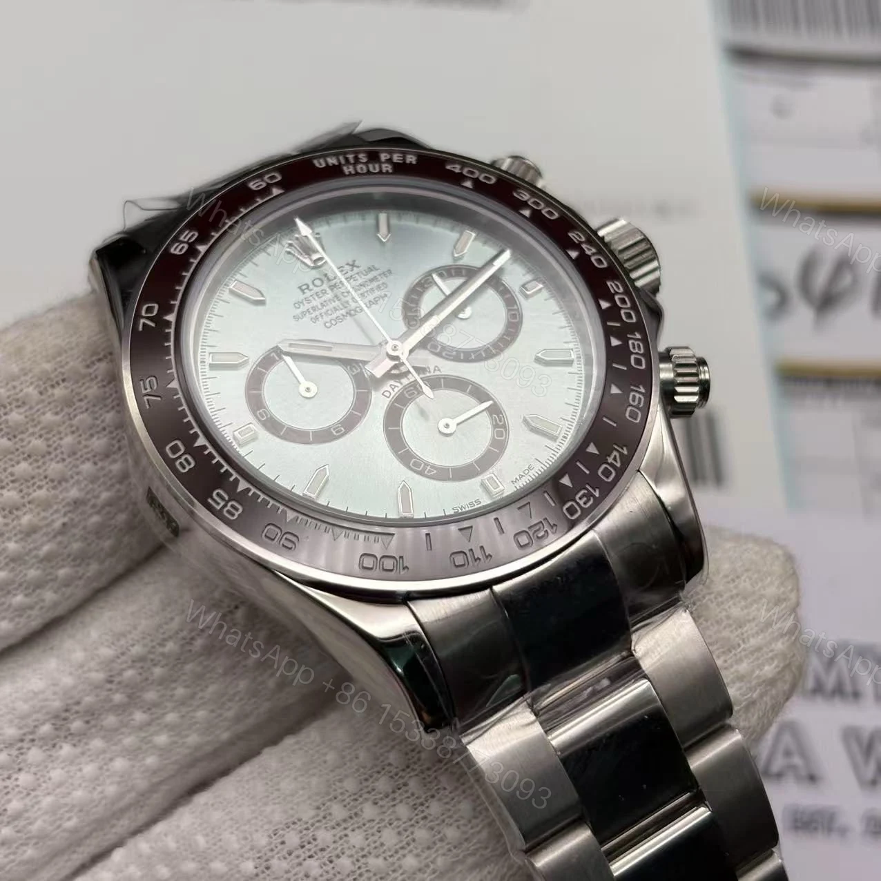 View 10 of Super Clone Rolex Daytona 126506 “Platona” Open Case Back | Ice Blue