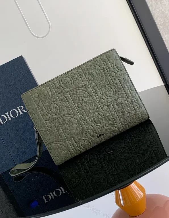 Compact Dior-Texture Wallet: Leather, Bi-Fold, Premium Finish — view 1