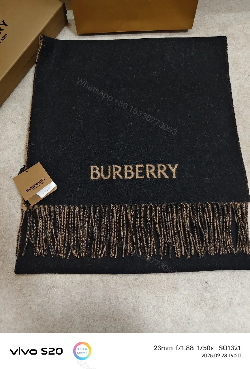 View 4 of Lux Cashmere-Blend Scarf: Dual-Tone Intarsia, Fringe, Luxe Style