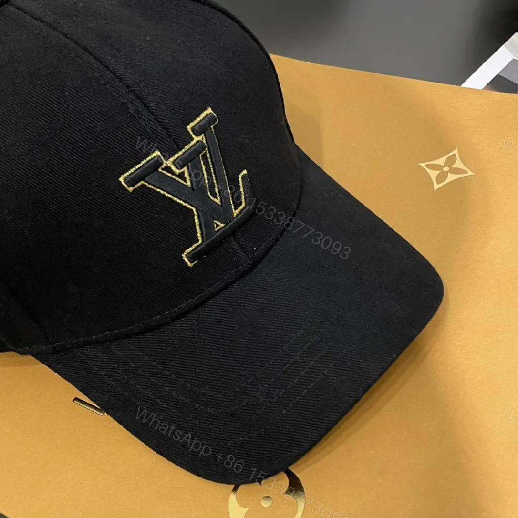 View 5 of Lux Black Cap with Gold Monogram Accent - Luxury-Casual Style