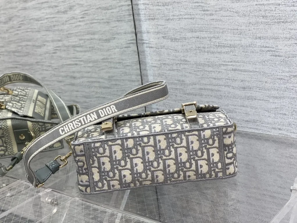 View 8 of Lux Embroidered Messenger: Structured Dior-Detail Bag