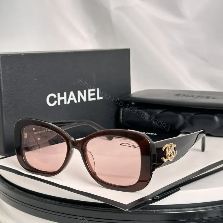 View 5 of Black Acetate Chanel-Style Oversized Sunglasses with Logo Detailing - Luxury Eyewear