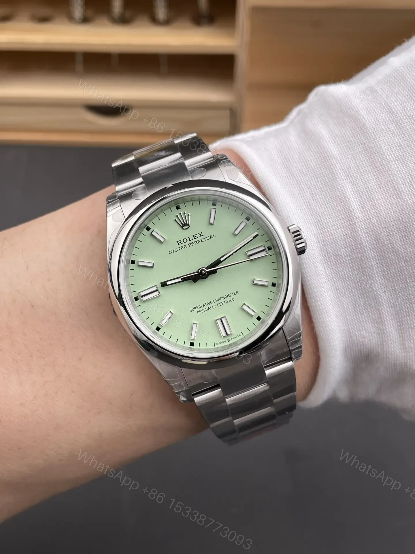 View 9 of Rolex Oyster Perpetual 36 Stainless Steel Pistachio 126000-0011