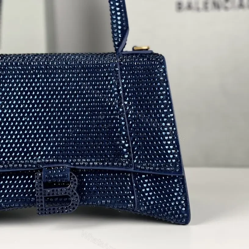 View 4 of 高仿Balenciaga*Hourglass系列沙漏包滿鑽深藍色S