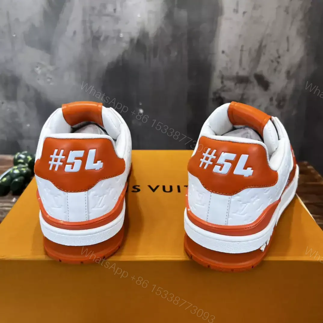 View 8 of LOUIS VUITTON TRAINE SNEAKERS IN WHITE AND ORANGE – LSVT386