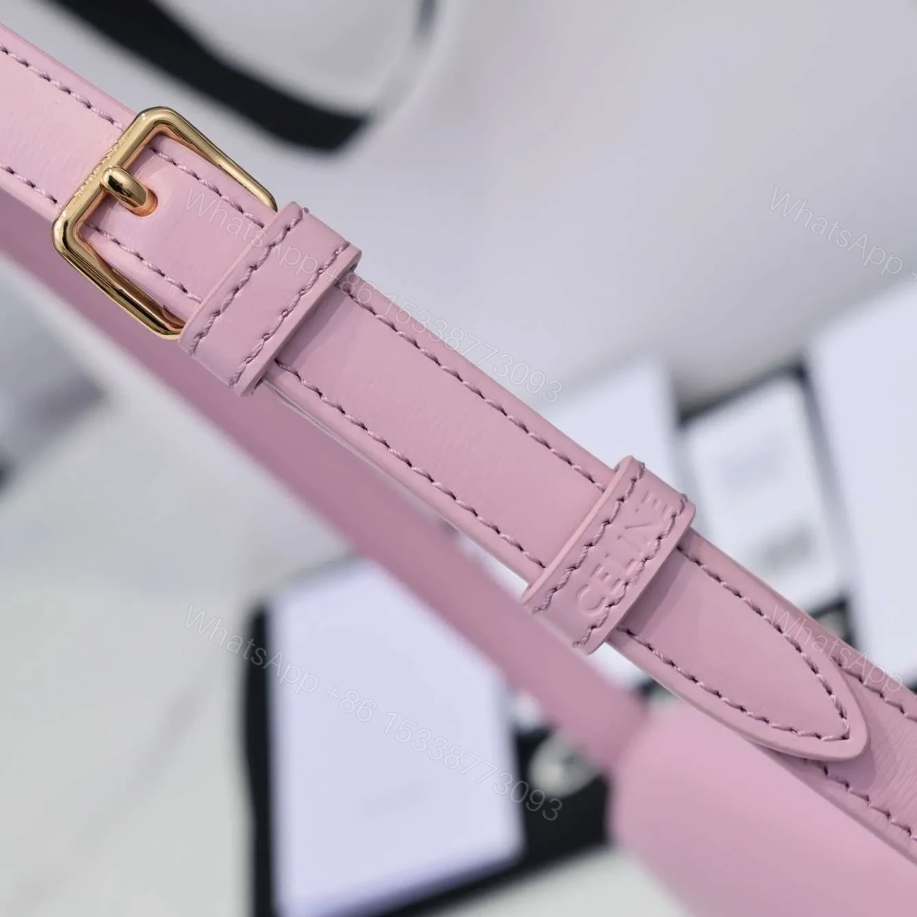 View 3 of Celine Triomphe Handbag Replica 11 Pink Super Smooth Leather 20x12cm