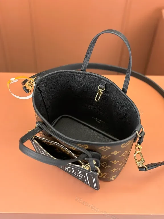 View 7 of Brown Leather Monogram Luxury Handbag with Detachable Cardholder