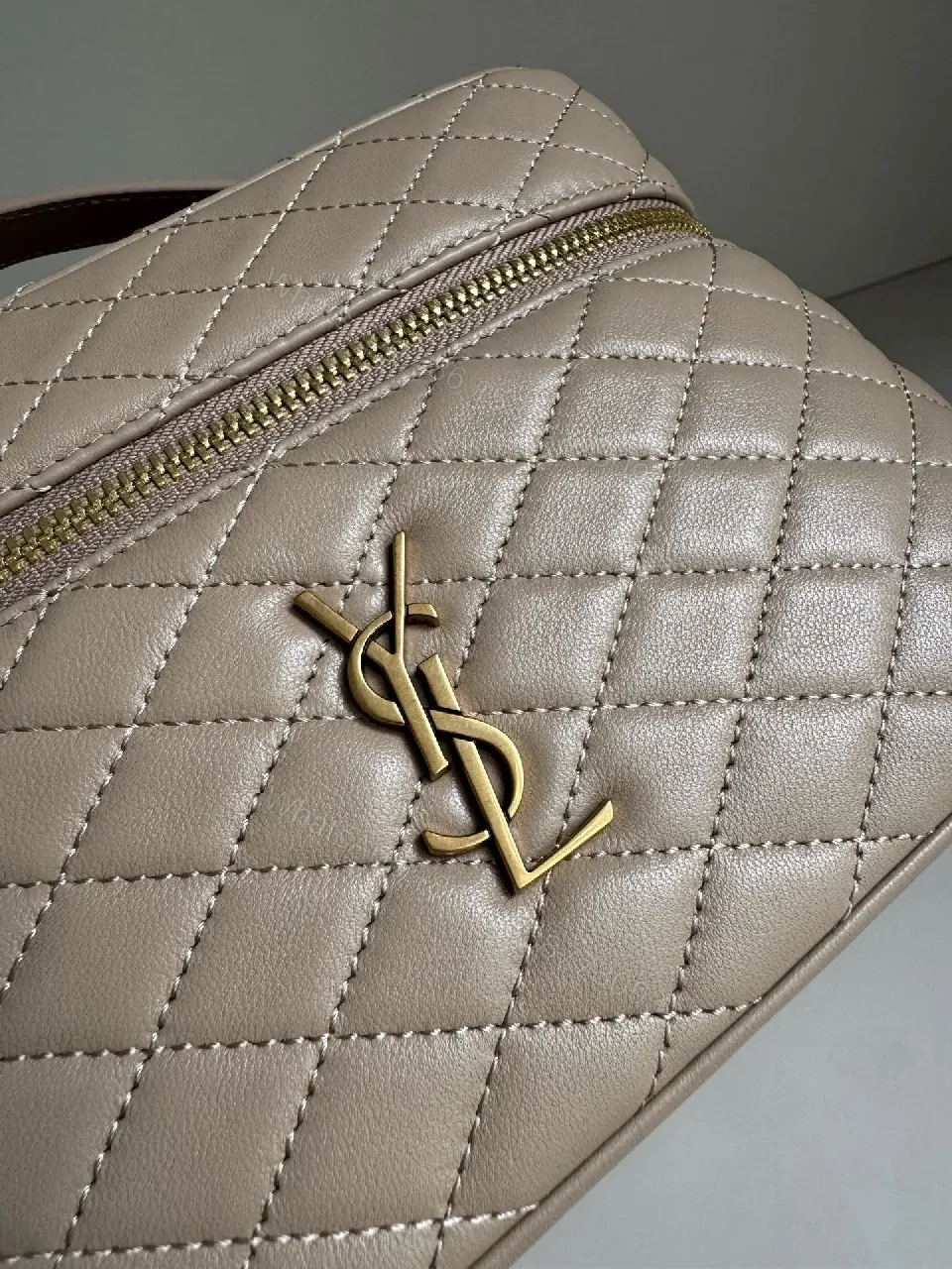 View 9 of Quilted Blush Mini Bag with Gold Hardware, Elegant Crossbody