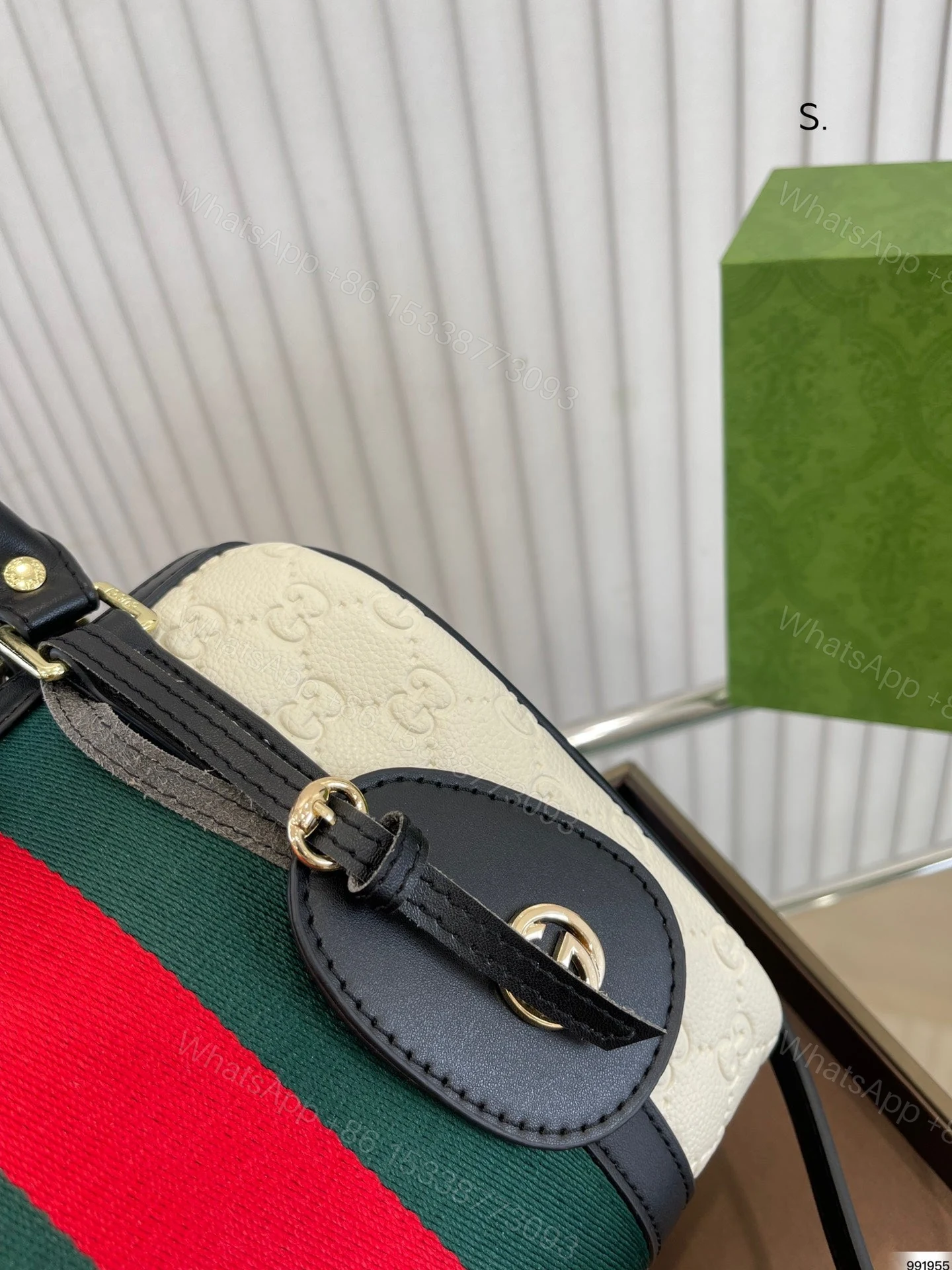 View 6 of Gucci Dark Brown/Beige GG Canvas and Small Vintage Web Boston Bag