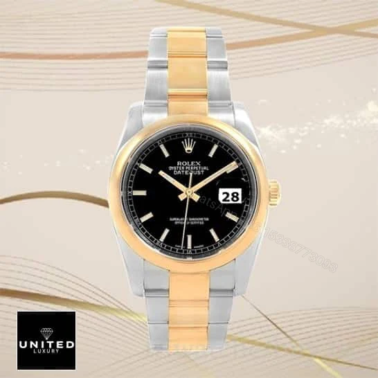 View 6 of Rolex Datejust Yellow Gold Black Dial 116203 Oyster Replica