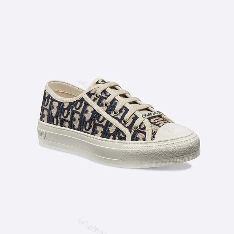 WALK’N’DIOR SNEAKERS WOMEN OBLIQUE EMBROIDERED COTTON BLUE – CD159 — view 1