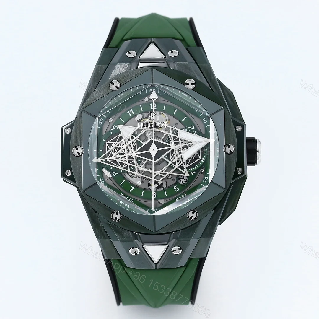 Hublot Big Bang Sang Bleu Replica 45MM Premium Green Ceramic Rubber Strap Edition RG-HUBLOT-SANGBLEU-GREEN-45 — view 1