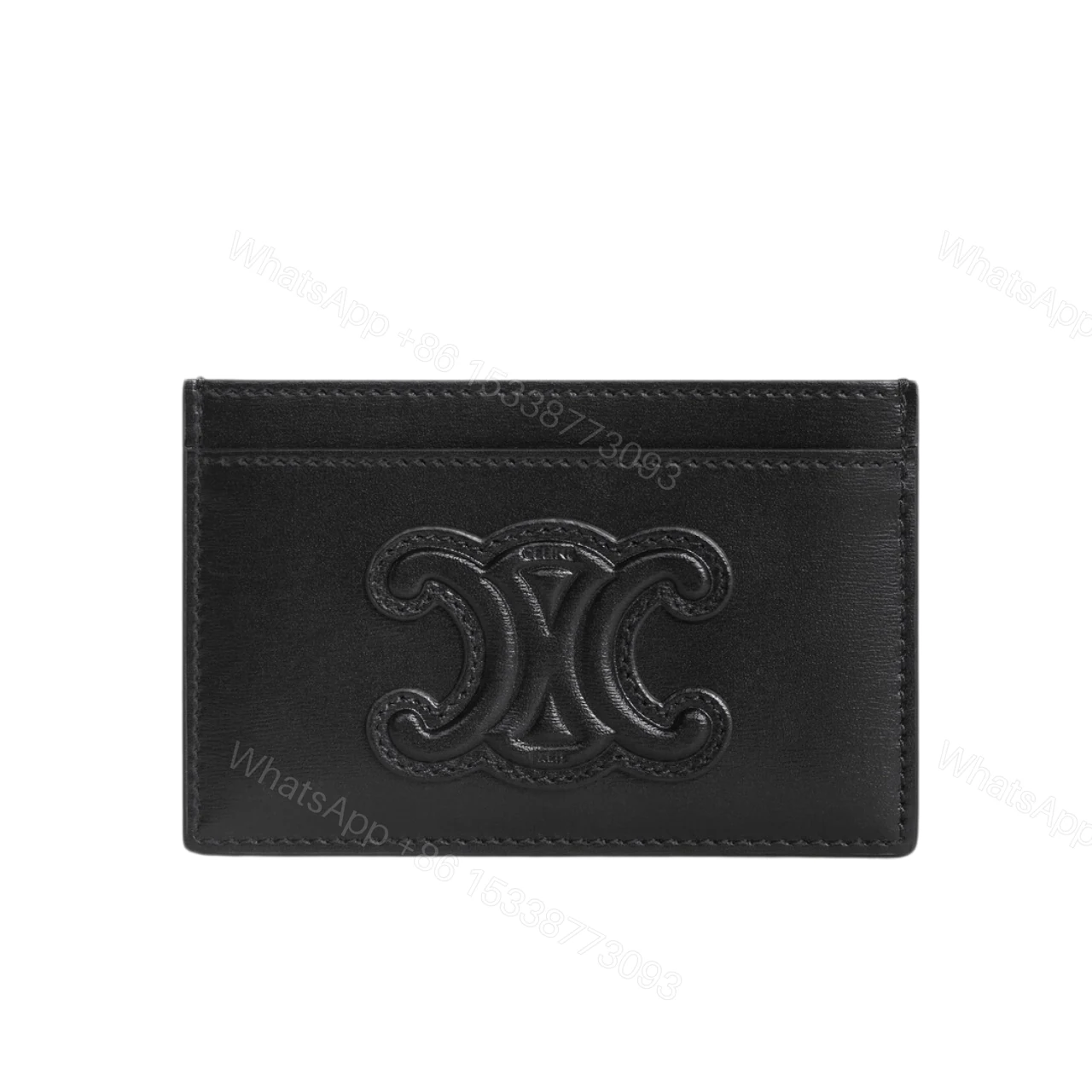 CELINE CARD HOLDER IN SMOOTH LAMBSKIN TAN BLACK 9CM — view 1