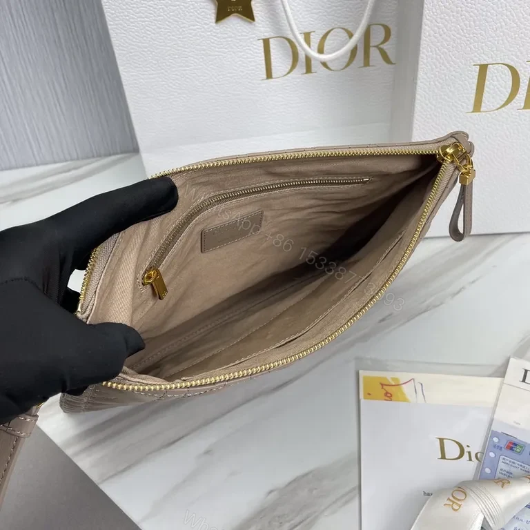 View 4 of Taupe Quilted Wallet-On-Chain: Leather, Dior Gold Emblem, Versatile Luxury