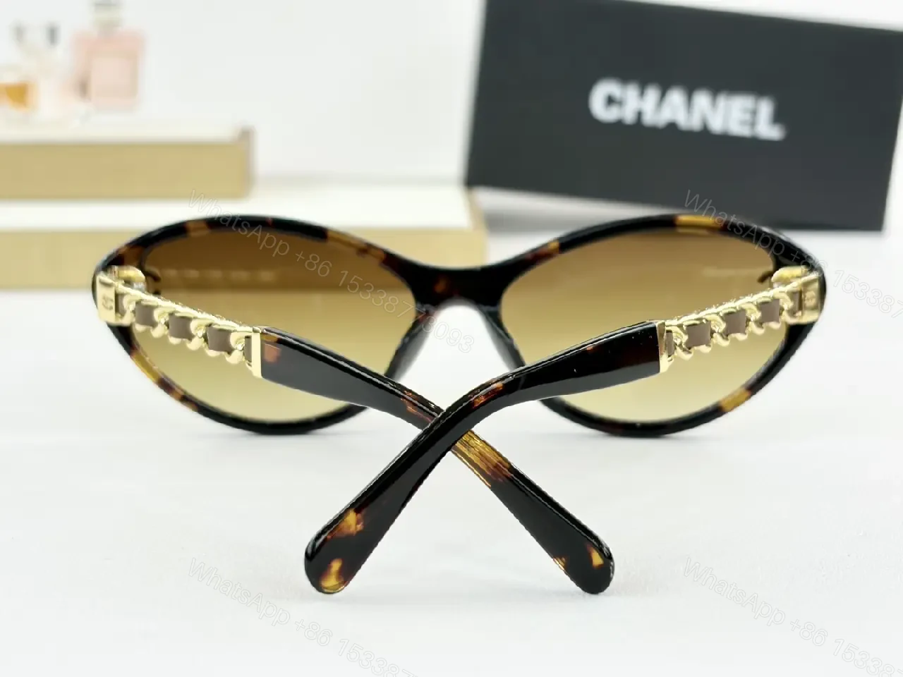 View 10 of Cat-Eye Sunglasses with Gold Detailing, Gradient UV400 Lens
