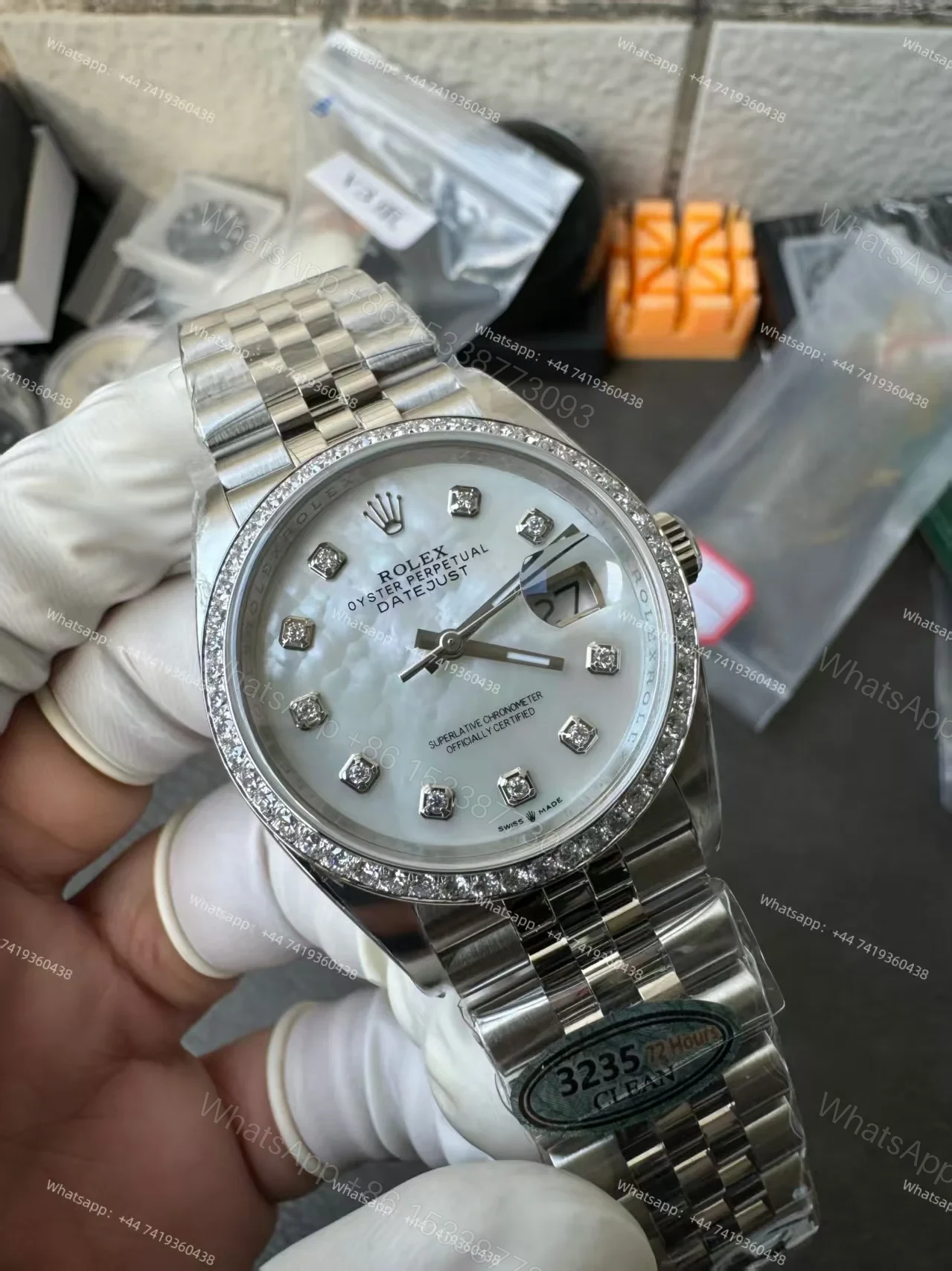 View 10 of Rolex Datejust M126284RBR-0011 1:1 Replica Mother of Pearl Diamond Dial Jubilee 36MM 3235 Movement Super Clone Watch