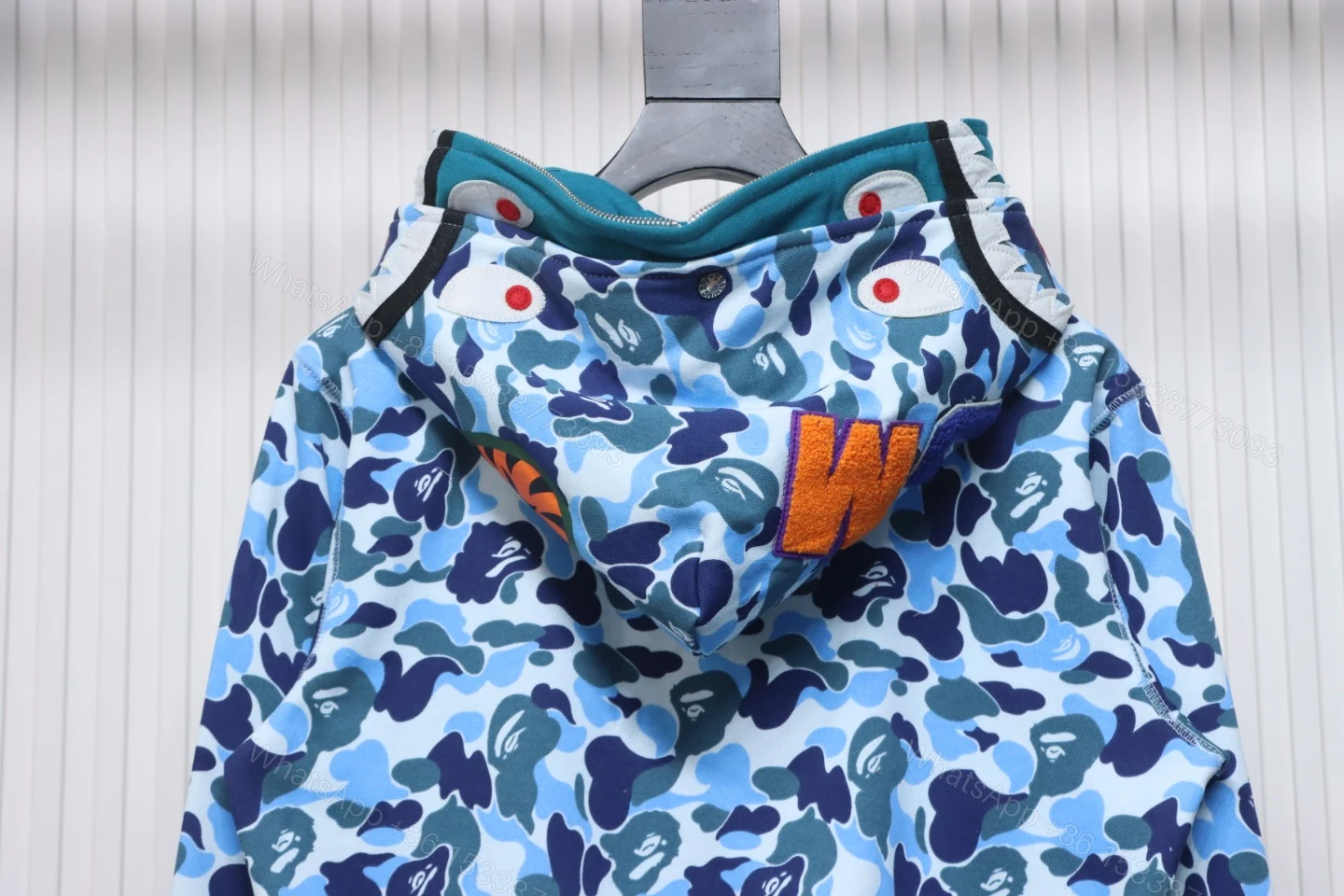 View 5 of BAPE Camouflage Double Hat Hoodie Light Blue