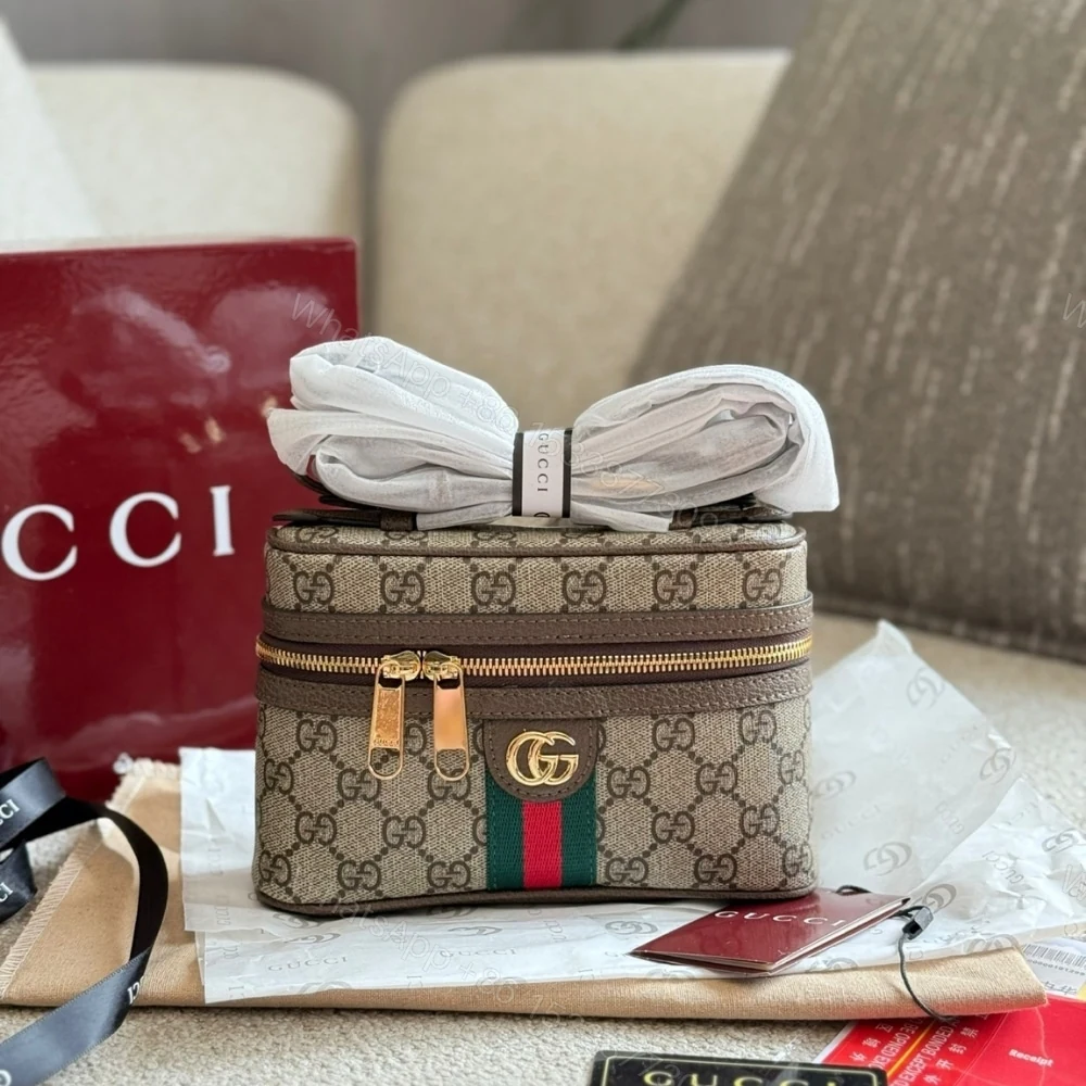 View 2 of Gucci Ophidia Small Vanity Bag Beige And Dark Brown 18Cm