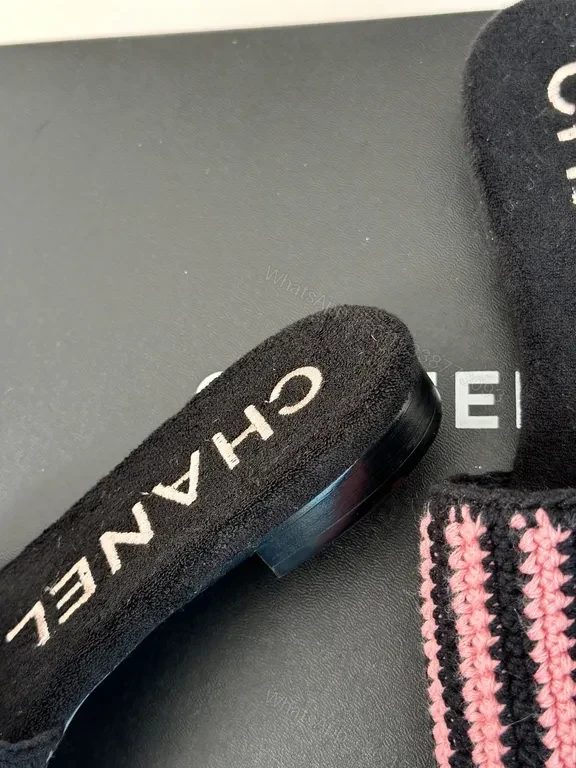 View 6 of BouclÃ© Stripe Chanel-Inspired Slip-Ons: Luxe Comfort Slides