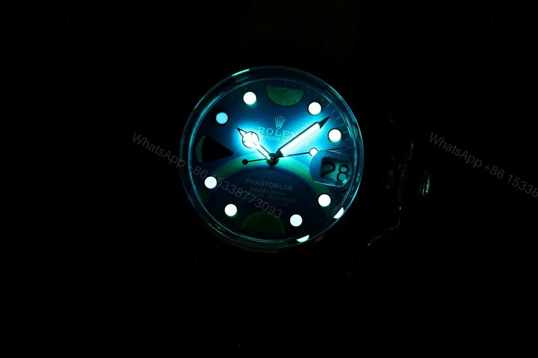 View 7 of Rolex Submariner Phantom Blue Dial Rainbow Crystal Edition White Strap 40mm RG-SUB-PHANTOM-BLUE-CARTOON