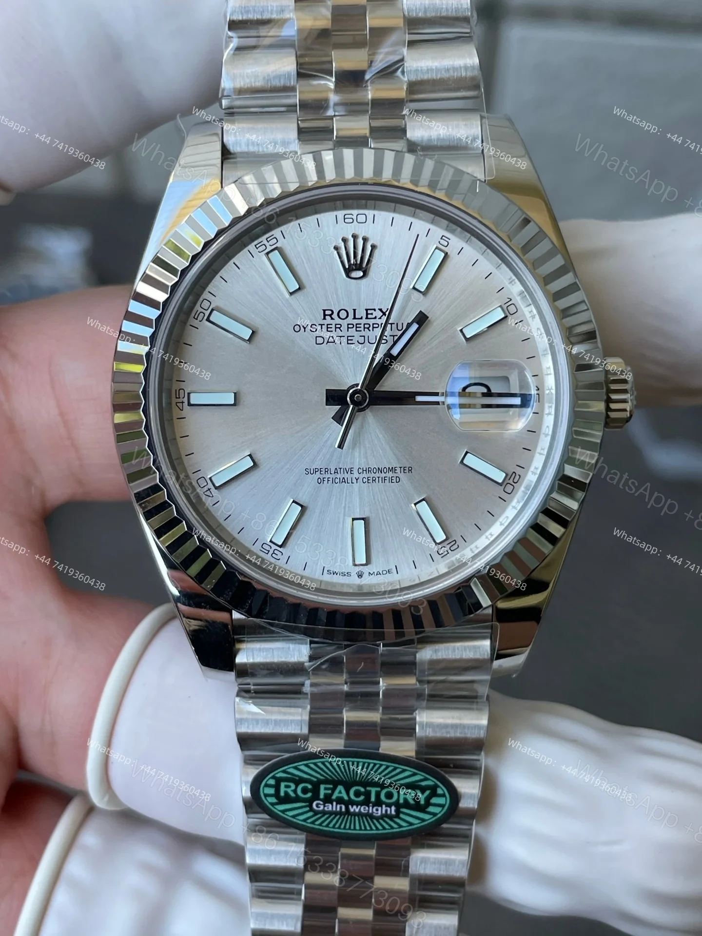View 3 of Rolex Datejust M126334-0004 1:1 Replica Silver Dial Jubilee 41MM 3235 Movement Super Clone Watch