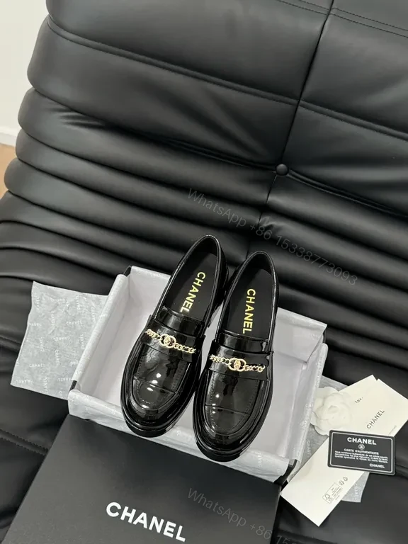 Polished Patent Loafers with Gold Chain â€“ Luxe Everyday Wear — view 1