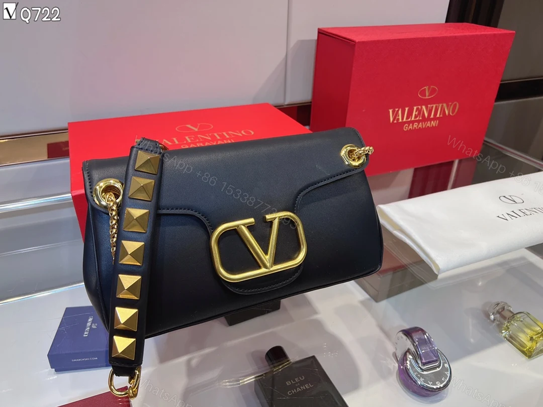 View 2 of VALENTINO STUD SIGN NAPPA SHOULDER BAG IN BLACK XW2B0K26VNL0NO