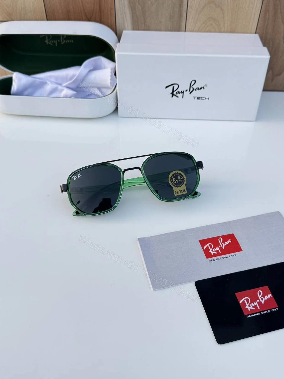View 2 of First Copy RayBan 30165 Green Sunglasses