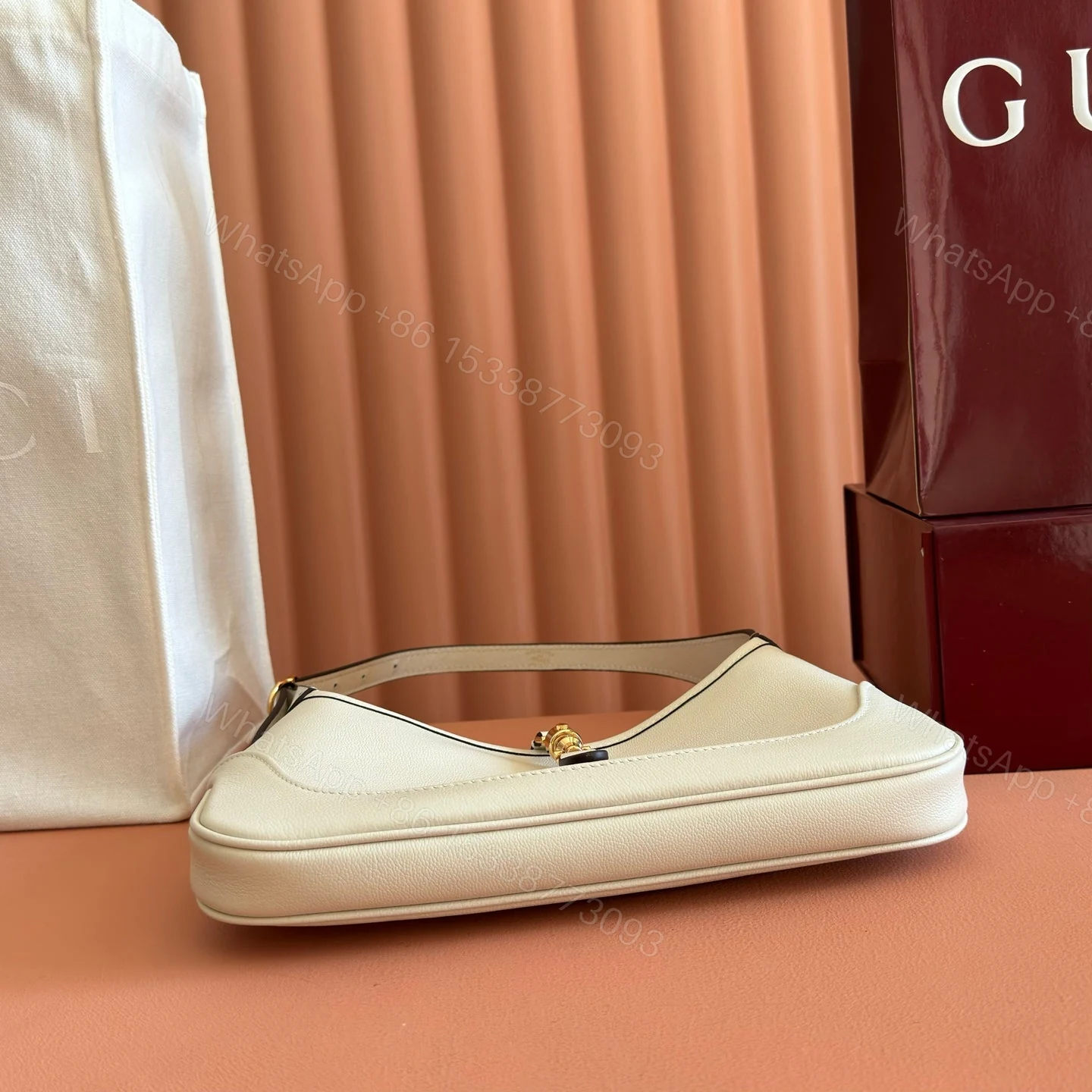 View 5 of GUCCI 26S JACKIE SLIM SHOULDER BAG 27 IN CREAM WHITE CALFSKIN
