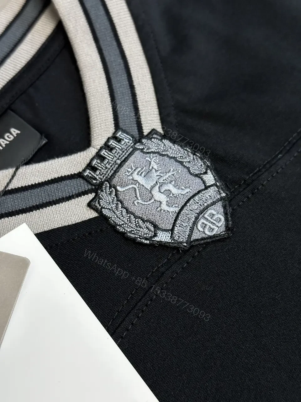 View 3 of Bold Jersey Hybrid Tee: Luxe Detailing, Oversized Logo Statement