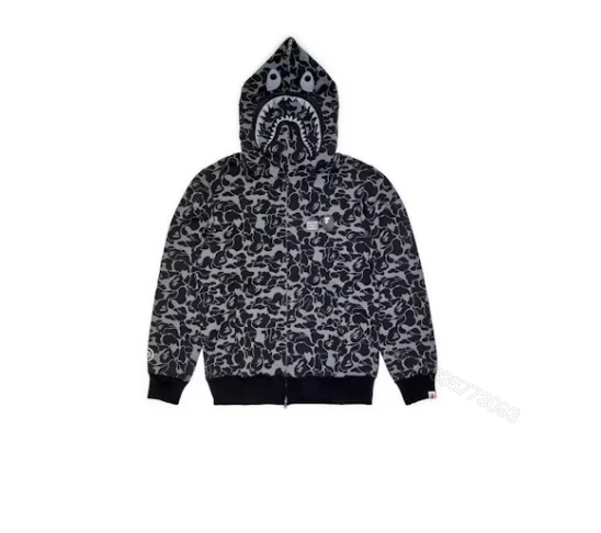 BAPE x Dover Street Market Special Camo Shark Full Zip Hoodie Black — view 2